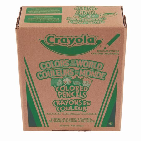 Crayola Colors of the World Colored Pencils Classpack Set, 24 Assorted Lead and Barrel Colors, PK240 68-7505